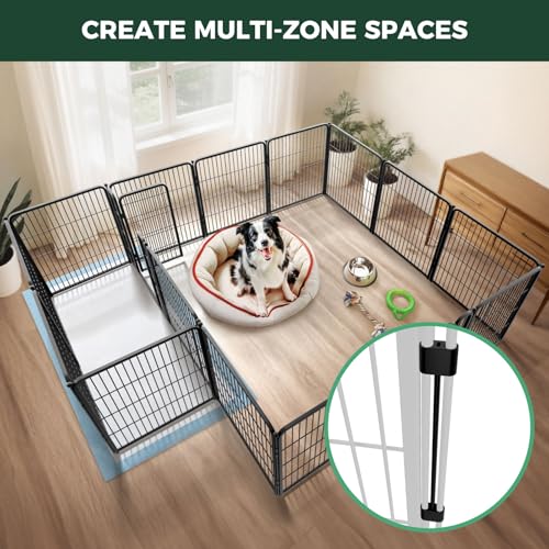 Homeplus Indoor Dog Playpen with Divider Connectors (Black / 32"H)