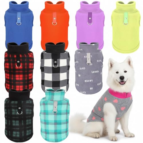 10 Pack 3X Large Dog Sweater Fleece Pet Dog Plaid Clothes Winter (3X-Large,19.8-24.2 lb / Stylish)