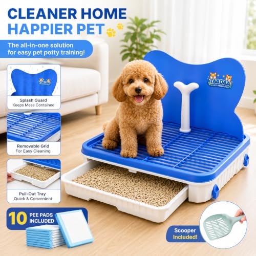 Dog Potty Training Tray with Splash Guard (Blue)