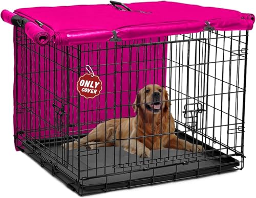 Dog Crate Cover 48 Inch Waterproof 600D Oxford with 1 (48.0"L x 30.0"W x 33.0"H / Pink Cover(only Cover))
