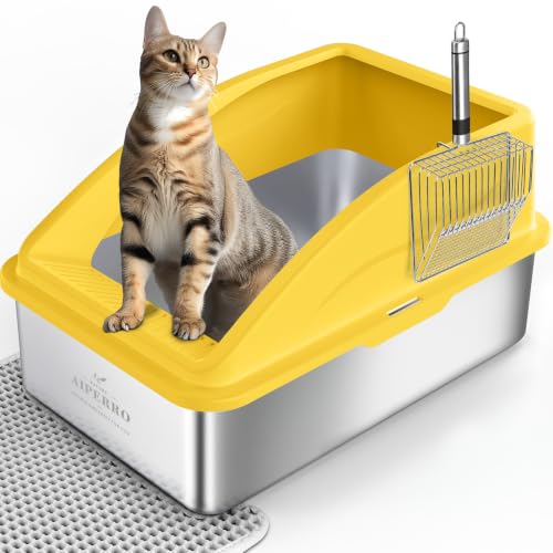 Stainless Steel Litter Box (Mustard Yellow / X-Large)
