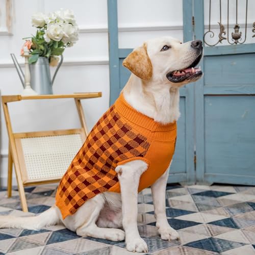 Dog Sweaters for Large Medium Small Dogs (M - Chest 22", Back 16" / Orange)