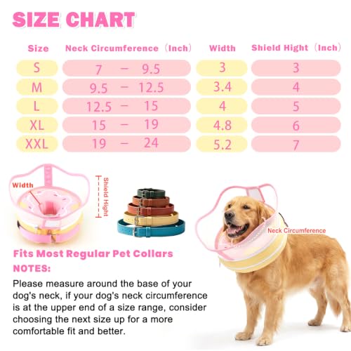Inflatable Dog Donut Collar with Protective Shield (Pink / M (Neck 9.5"-12.5"))