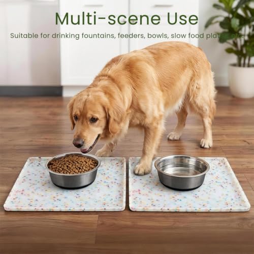2 Pack Dog Food Mat Anti (11.8"L x 11.8"W - 2 Pack / Donut-White)