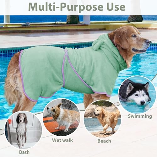 Dog Bathrobe Super Absorbent Towel Robe (Light Green / Small)