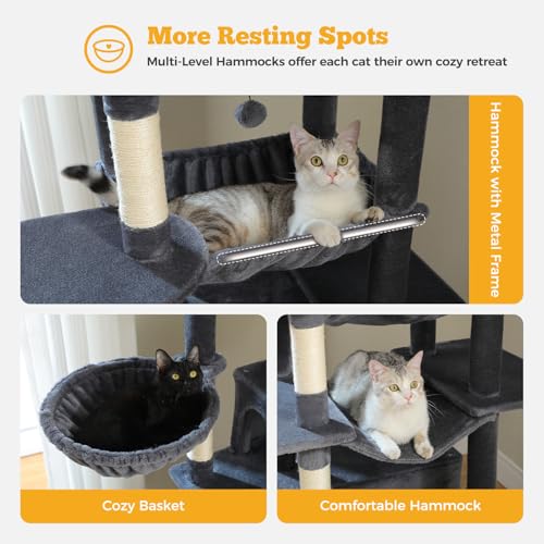 81" Heavy Duty Cat Tree for Large Cats (Dark Grey / 81in)