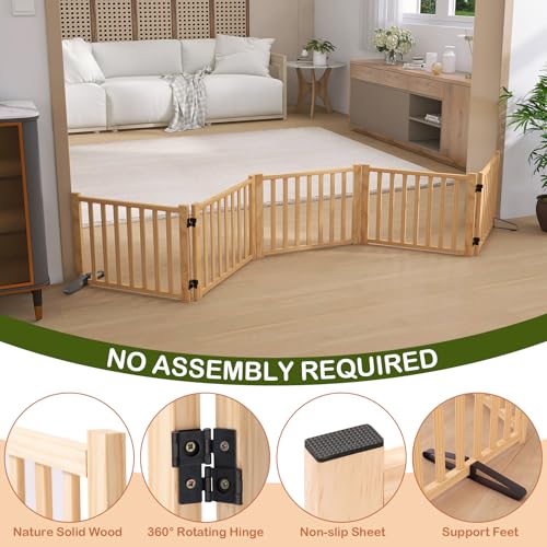 Wooden Freestanding Dog Gate Indoor (【5 Panels】H:16.9")