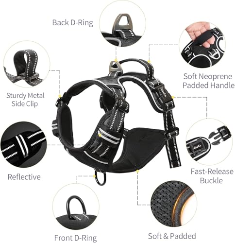 Dog Harness Dog Harness Small Dog No Pull Harness with Soft Handle Reflective Harness Adjustable (XS / Black)