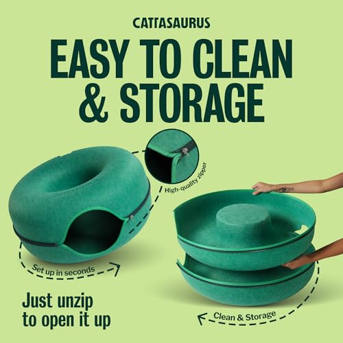 Peekaboo Cat Cave Donut for Multiple & Large Cats up to 30 (Forest Green / Large)