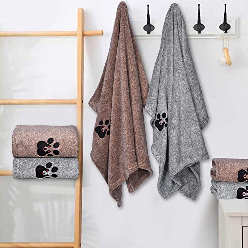 Dog Towels for Drying Dogs 4 Pack (2grey and 2brown / M-36" * 28")