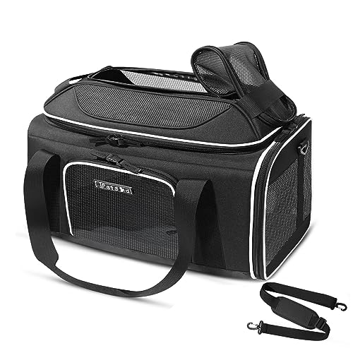 Top Expandable Small Pet Carrier 17"x12"x8.5" Airline Approved (17.0"L x 12.0"W x 8.5"H / Black)