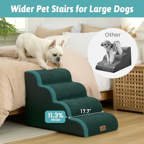Wide Dog Stairs for Small Dog 19.7" H (Dark Green / Wide:17.7"x28"x19.7")
