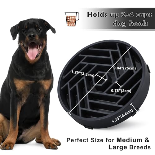 Slow Feeder Dog Bowls Large Medium Breed (Black)