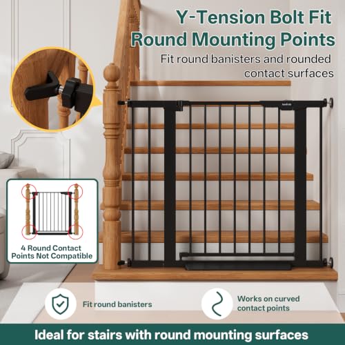 27 36.6 in Wide Baby Gate for Stairs and Doorways (Black / 27-36.6"W x 28"H)