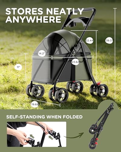 Foldable Pet Stroller for Small Dogs and Cats