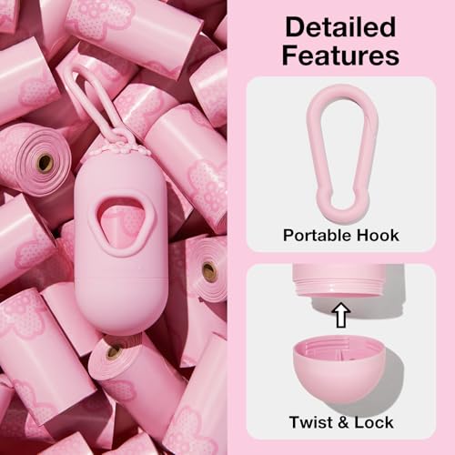 Dog Poop Bag Dispenser with 105 Cherry Blossom Scented Bags (Cherry Blossom / 1 Count (Pack of 105))