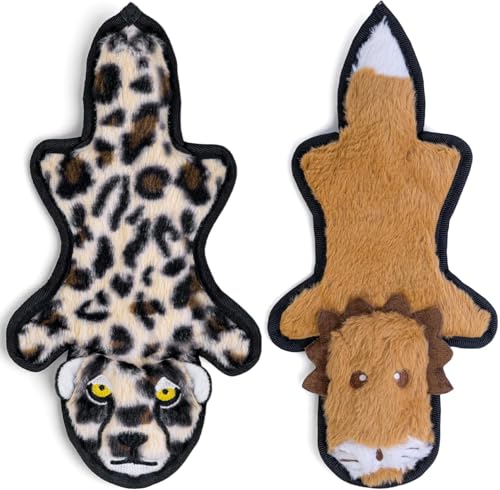 No Stuffing Dog Toys Crinkle Squeaky (2 Pack / Large)