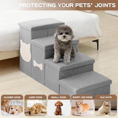 Dog Steps for High Bed (Grey / 4-Step)