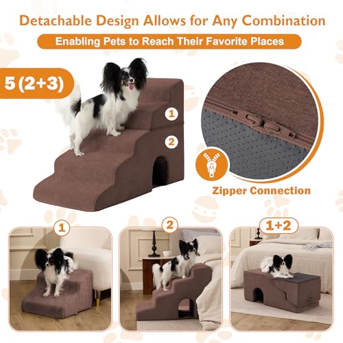 Dog Stairs for Bed 23'' H (Brown / Standard 15.5''x32.3''x23'')