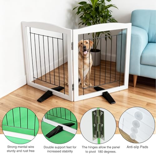 Freestanding Dog Fence Indoor (White / 【2 Panels】40''w x 24''h)