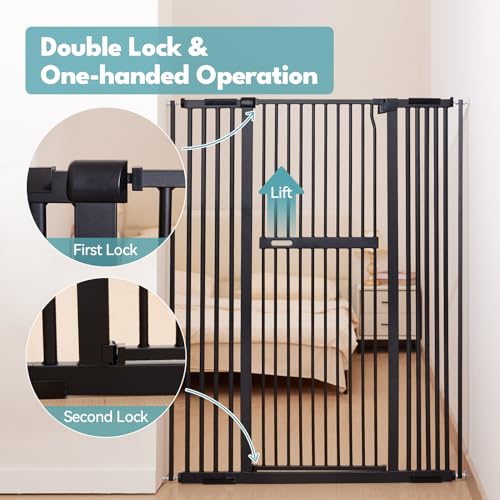 55.1" Extra Tall Pet Gate (Black - S / 55.1" Tall, 29.9-44.4" Wide)