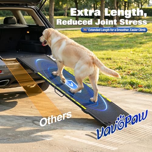 74"L x 20"W Extra Wide Dog Ramp for Car (Black)