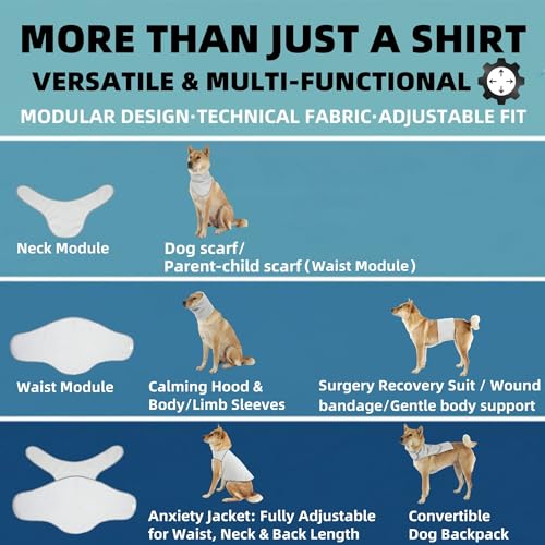 Dog & Cat Surgery Recovery Suit and Anxiety Wrap (L / Gray)