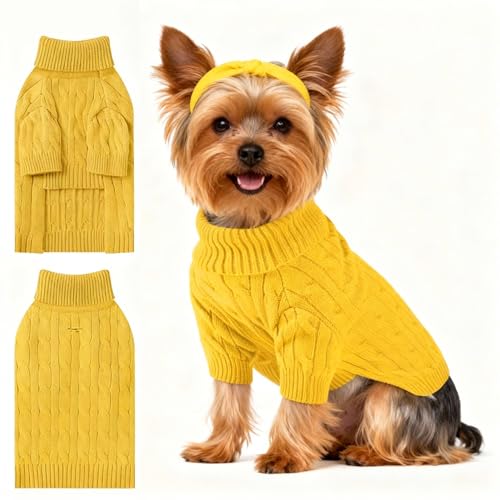 Small Dog Thermal Pullover Sweater (Yellow(Order One Size Up) / Small)