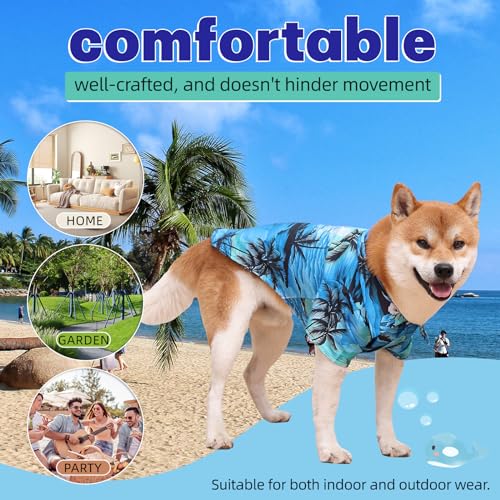 Dog Shirts Hawaii Dog Clothes for Small Medium Large Dogs Owner and Pet Shirts are Sold Separately (XL-(18.1-30lb)-Chest~26" for Pets / Blue Only for Pets)