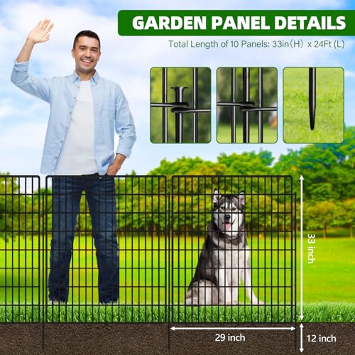 10 Panels Garden Fencing Animal Barrier with Lock (33in(H))