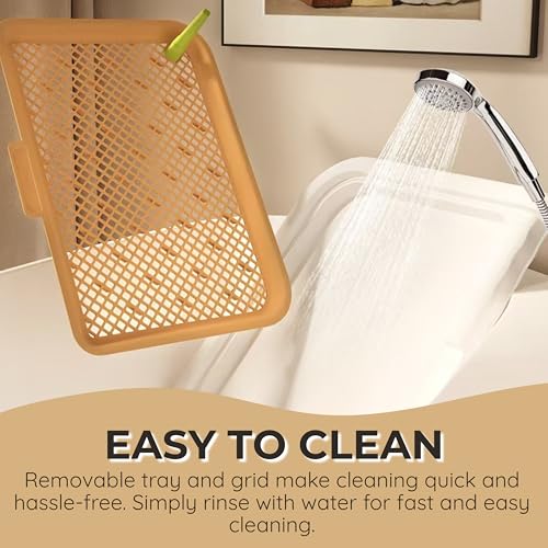 Indoor Dog Potty Tray with Removable Pee Post and Raised Mesh Grate