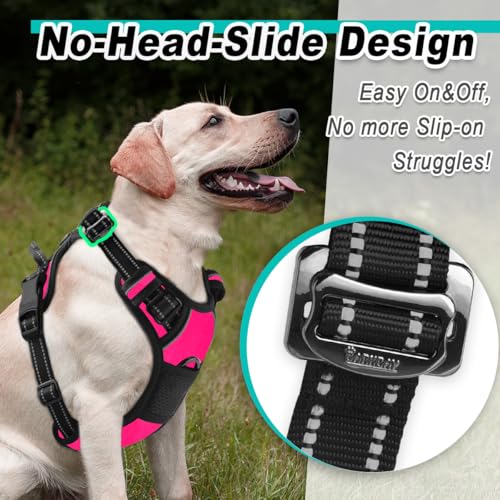 Dog Harness for Medium Sized Dog No Pull 2 Clips 3 Buckles Dog Vest (Medium / New Pink)