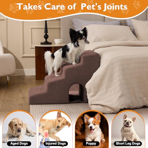 Dog Stairs for Bed 19.5’’ H (Brown / Standard 15.5''x27.2''x19.5'')
