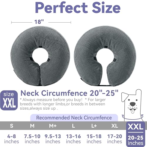 Soft Inflatable Dog Cone Collar Alternative After Surgery (XXL(Neck 20"-25") / grey)