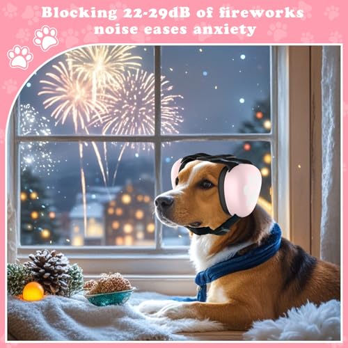 Dog Ear Muffs Noise Protection (L-pink)