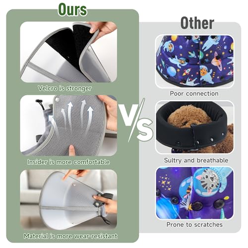 Soft Dog Cone Collar for Large Medium Small Dogs After Surgery (L / Grey)