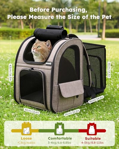 Cat Backpack Expandable (Brown / 12.6"L x 10.2"W x 16.5"H)