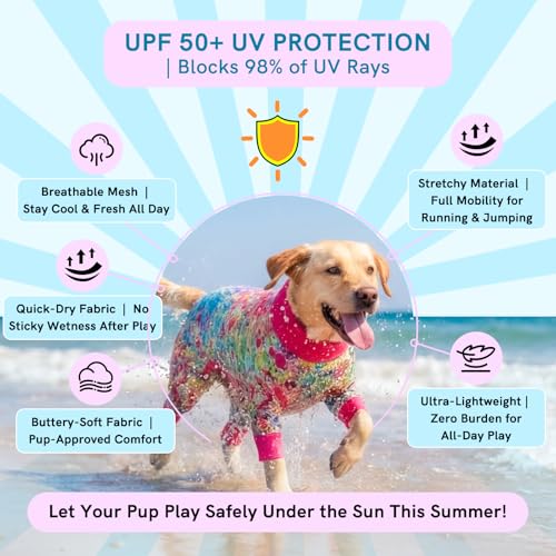 Dog Sun Shirt Breathable UPF 50+ UV Protection Summer Pet Apparel Quick Dry Lightweight Stretchy Soft Dogs Cooling Vest for Small Medium Large Dogs (Mixed Color / XXXX-Large)
