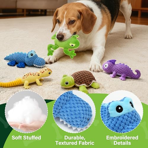 5 Pack Plush Crinkle Squeaky Dog Toys for Small Medium Large Dog