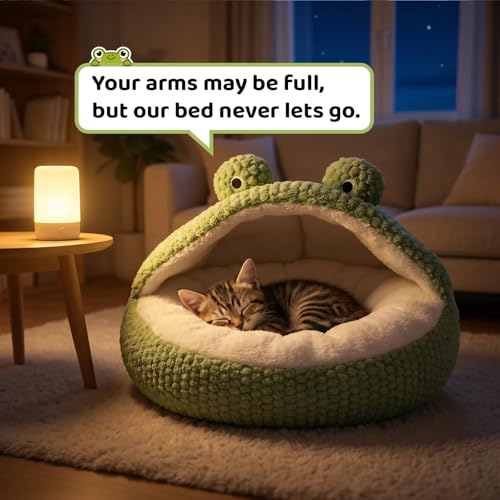 Cute Cat Beds Kitten Beds (Medium / White＆Green)