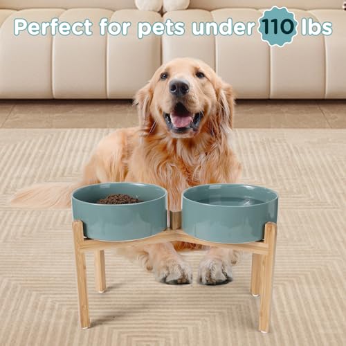 Elevated Dog Bowls Ceramic (8.3 in - 7.6 cups / Dark Green)