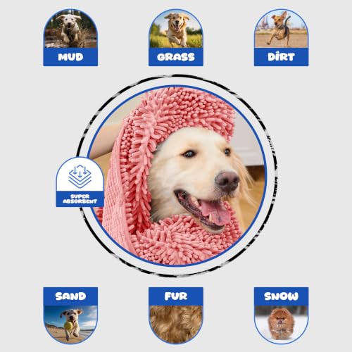 Dog Towel for Drying Dogs Large (pink)