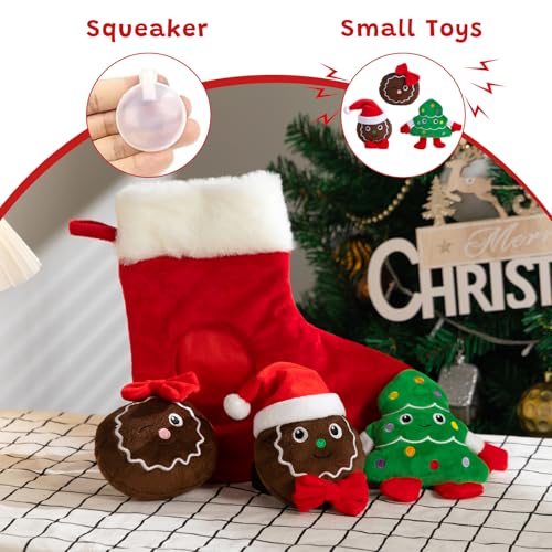 Christmas Squeaky Hide and Seek Dog Toys for Small and Medium (Christmas Stocking)