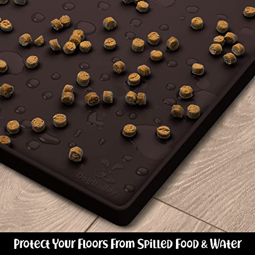 Dog Food Mat Waterproof Dog Bowl Mat for Food and Water (28"L x 18"W / Coffee)