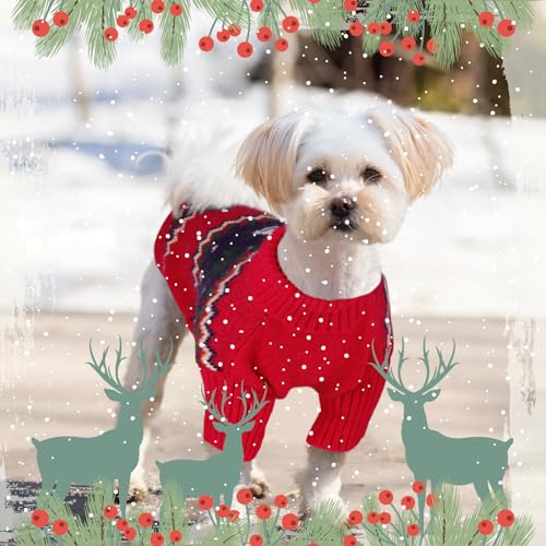 Small Dog Christmas Sweater for Medium Dogs Girl (Medium / Christmas Red)
