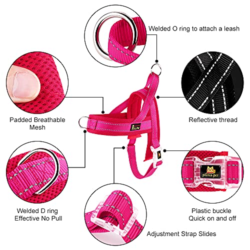 No Pull Dog Harness for Puppy Small Dogs (XS: chest 13.8"-17.3" / Pink)
