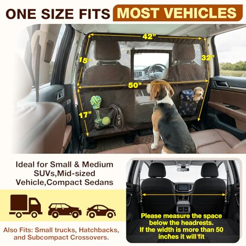 Dog Car Barriers for SUVs Trucks Cars Adjustable Dog Car Divider Pet Car Barrier for Back Seat Pet Barrier Universal