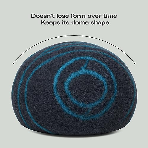 Cat Cave Merino Wool Bed for Indoor Cats (Black Aqua, Large)