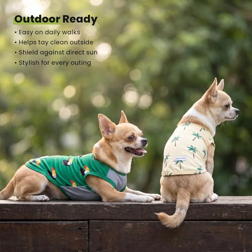 2 Pack Toucan & Palm Tree UPF 50+ Sun UV Protection Dog Shirt (Medium / Toucan & Palm Tree)