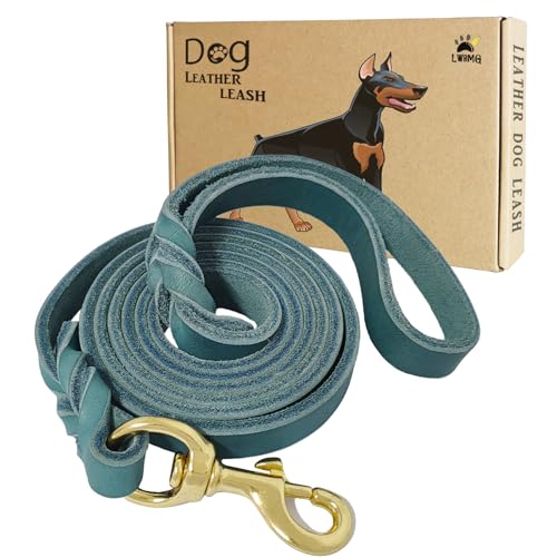 Leather Dog Leash 6ft x 1 (6 ft x 1/2 inch / Blue)